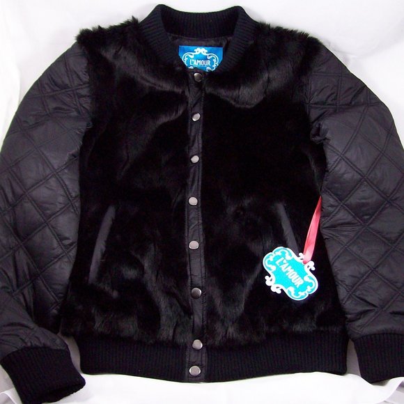 L'Amour Nanette Lepore Black Faux-Fur Jacket - Picture 2 of 7
